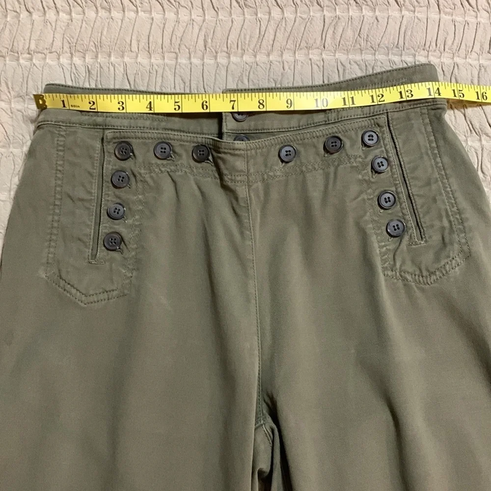A.L.C. Women Sailor Pierce Green Wide Leg Cropped Pants Preppy Minimalist SZ6